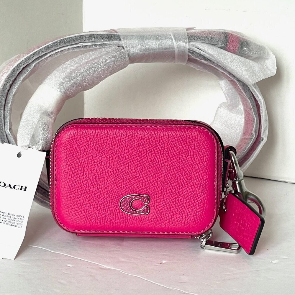 Coach Mini Pouch Crossbody CP271 Pink Crossgrain Leather